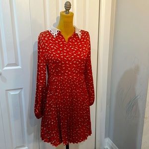 Maje Red Horse Print Mini Dress